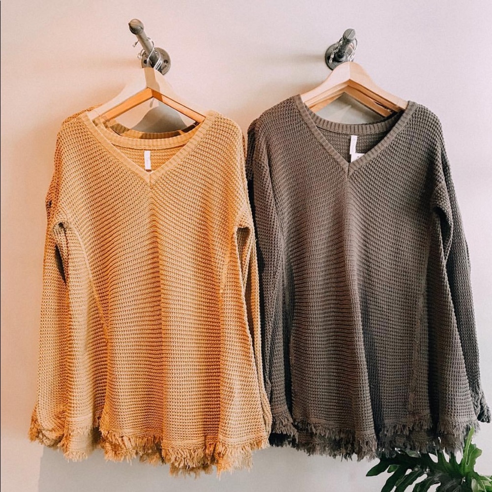 Wishlist Brand mustard fringe sweater